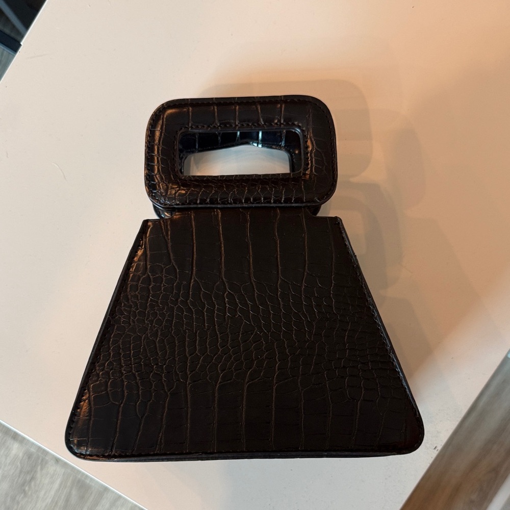 Black fake snakeskin purse